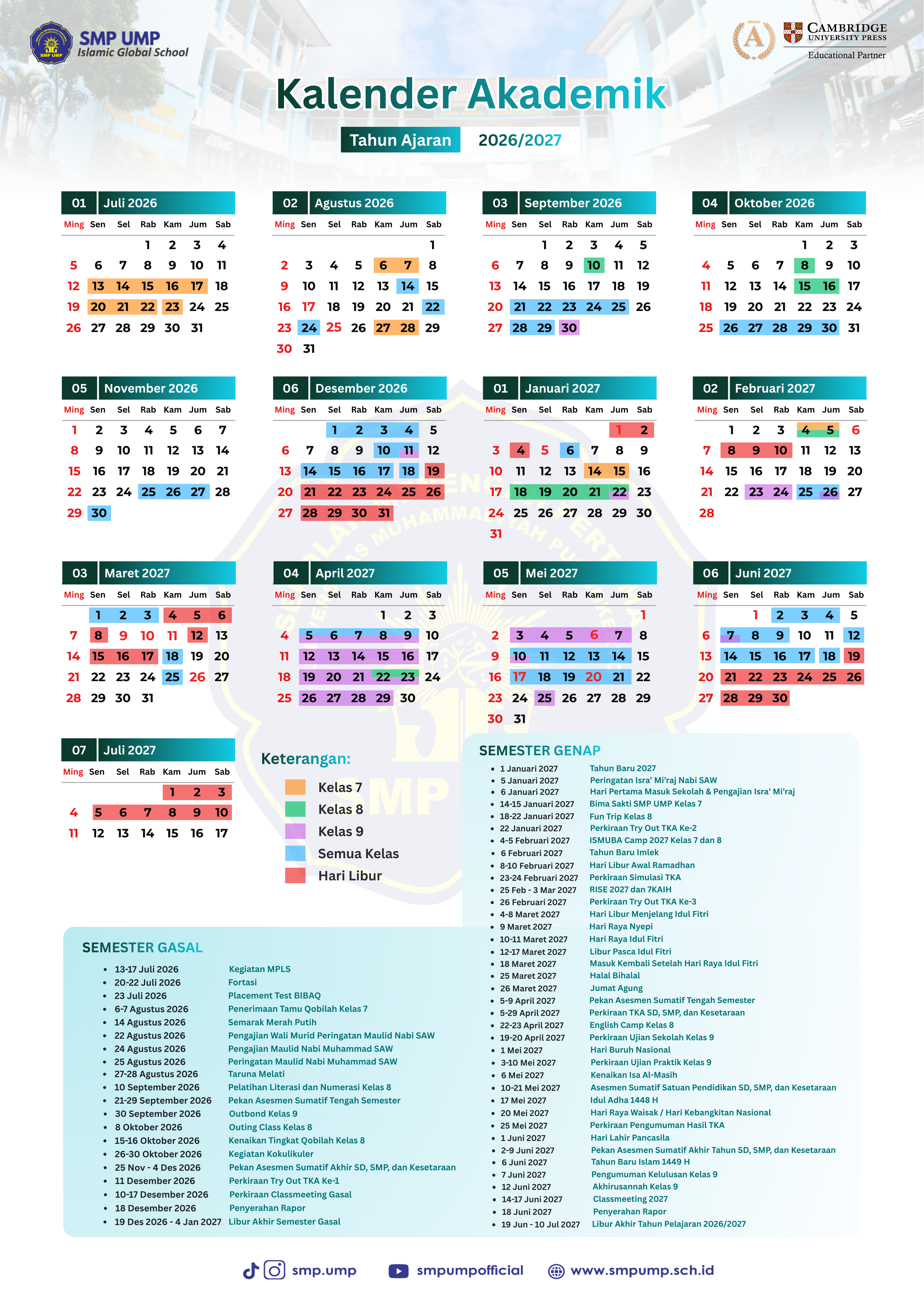 Kalender Akademik SMP UMP 2026/2027